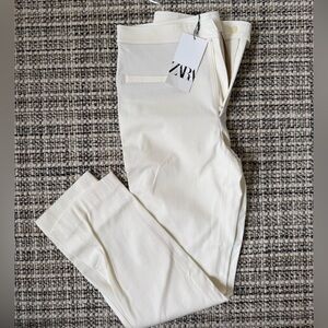 Zara Cream Slim High-Rise Trousers